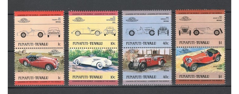 TUVALU, FUNAFUTI 1984 - AUTOMOBILE DE EPOCA - SERIE DE 8 TIMBRE - NESTAMPILATA - MNH / auto278